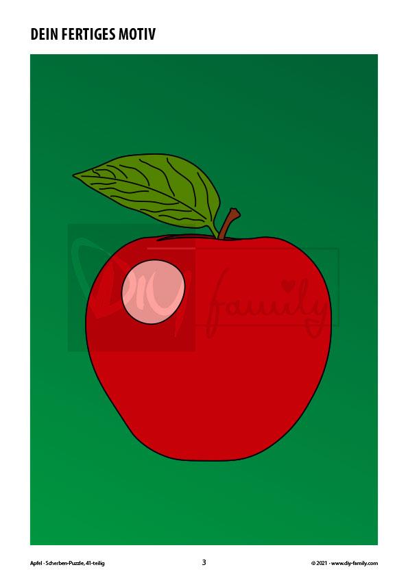 Apfel – Scherben-Puzzle zum Ausdrucken und Ausschneiden