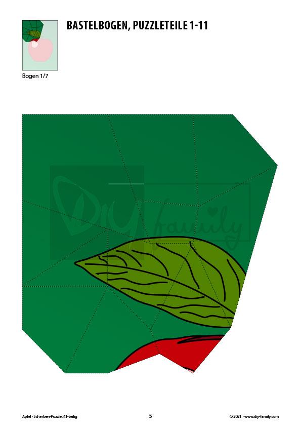 Apfel – Scherben-Puzzle zum Ausdrucken und Ausschneiden