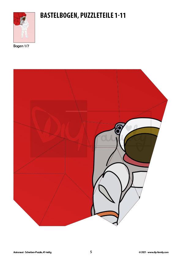 Astronaut – Scherben-Puzzle zum Ausdrucken und Ausschneiden