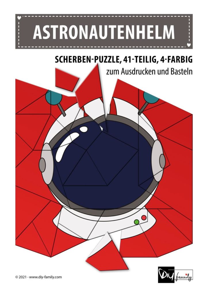 Astronautenhelm – Scherben-Puzzle zum Ausdrucken und Ausschneiden