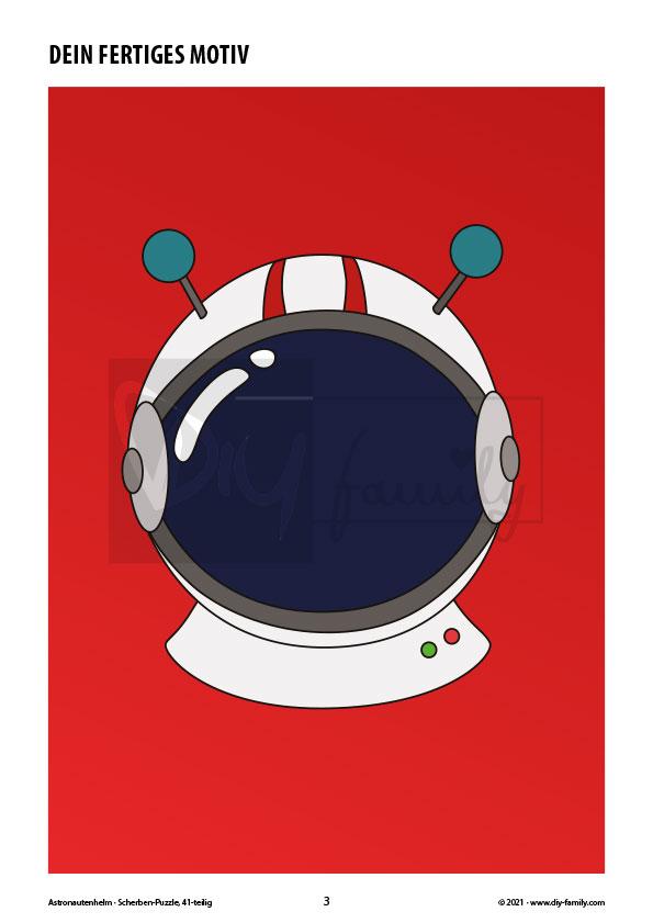 Astronautenhelm – Scherben-Puzzle zum Ausdrucken und Ausschneiden
