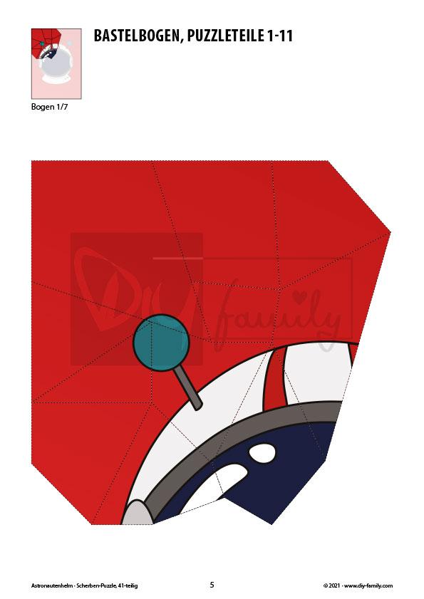 Astronautenhelm – Scherben-Puzzle zum Ausdrucken und Ausschneiden
