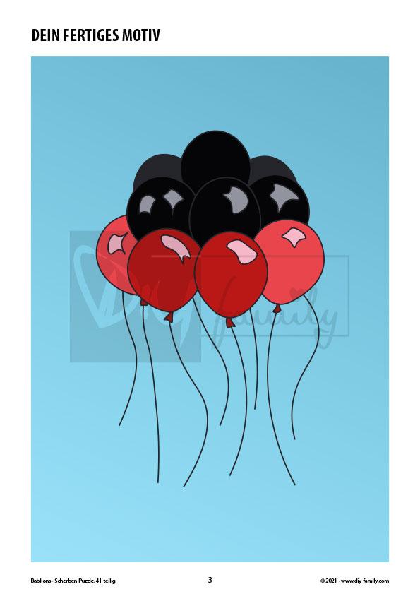 Ballons – Scherben-Puzzle zum Ausdrucken und Ausschneiden