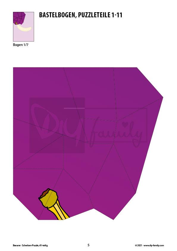 Banane – Scherben-Puzzle zum Ausdrucken und Ausschneiden