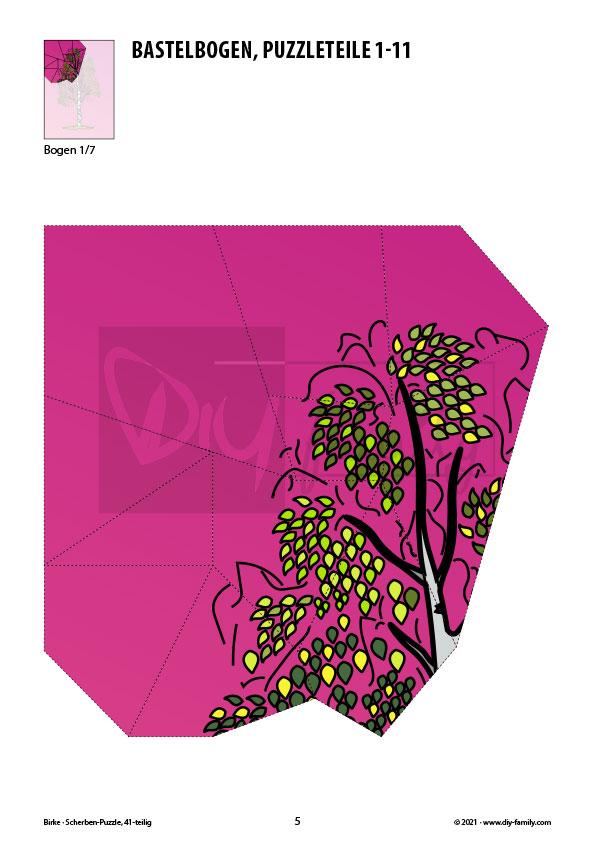 Birke – Scherben-Puzzle zum Ausdrucken und Ausschneiden