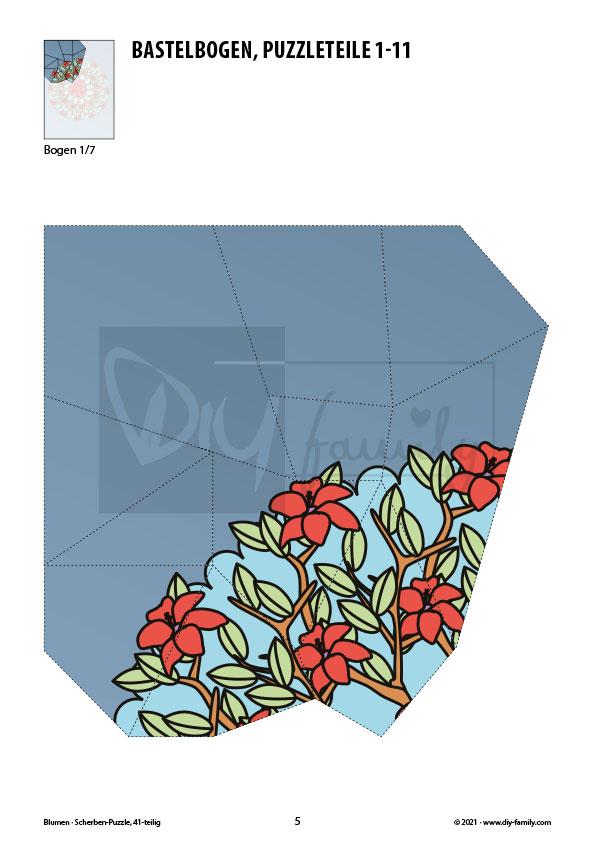 Blumen – Scherben-Puzzle zum Ausdrucken und Ausschneiden