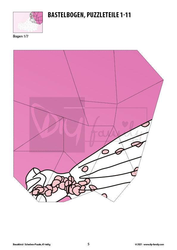 Brautkleid – Scherben-Puzzle zum Ausdrucken und Ausschneiden