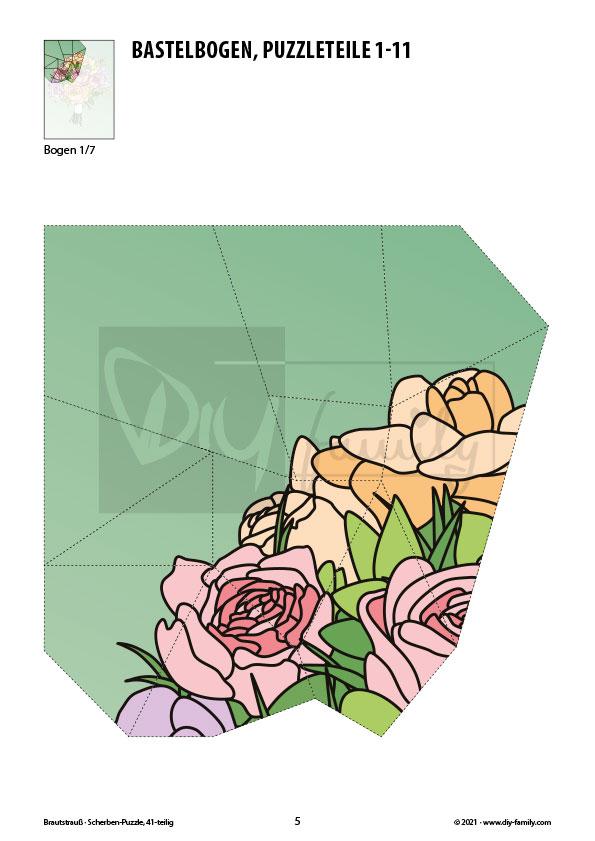 Brautstrauss – Scherben-Puzzle zum Ausdrucken und Ausschneiden