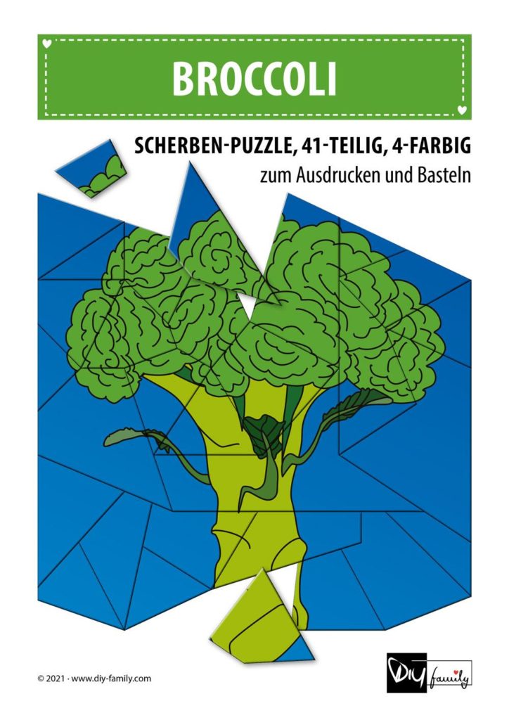 Broccoli – Scherben-Puzzle zum Ausdrucken und Ausschneiden
