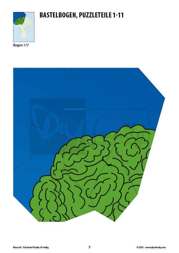 Broccoli – Scherben-Puzzle zum Ausdrucken und Ausschneiden
