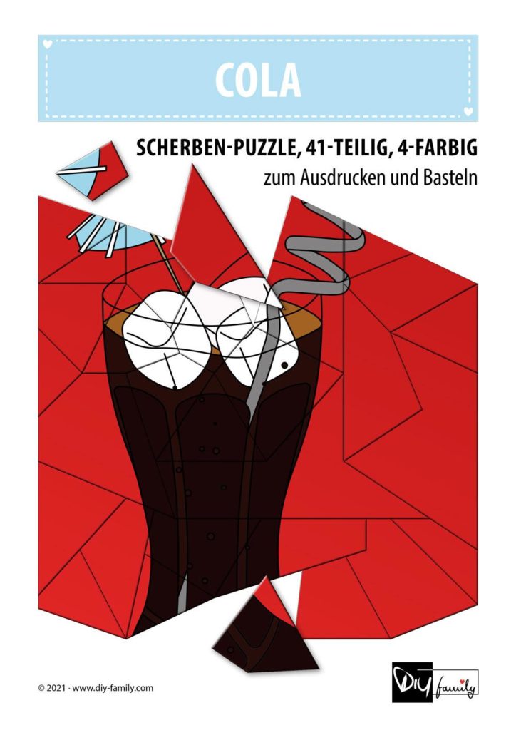 Cola – Scherben-Puzzle zum Ausdrucken und Ausschneiden