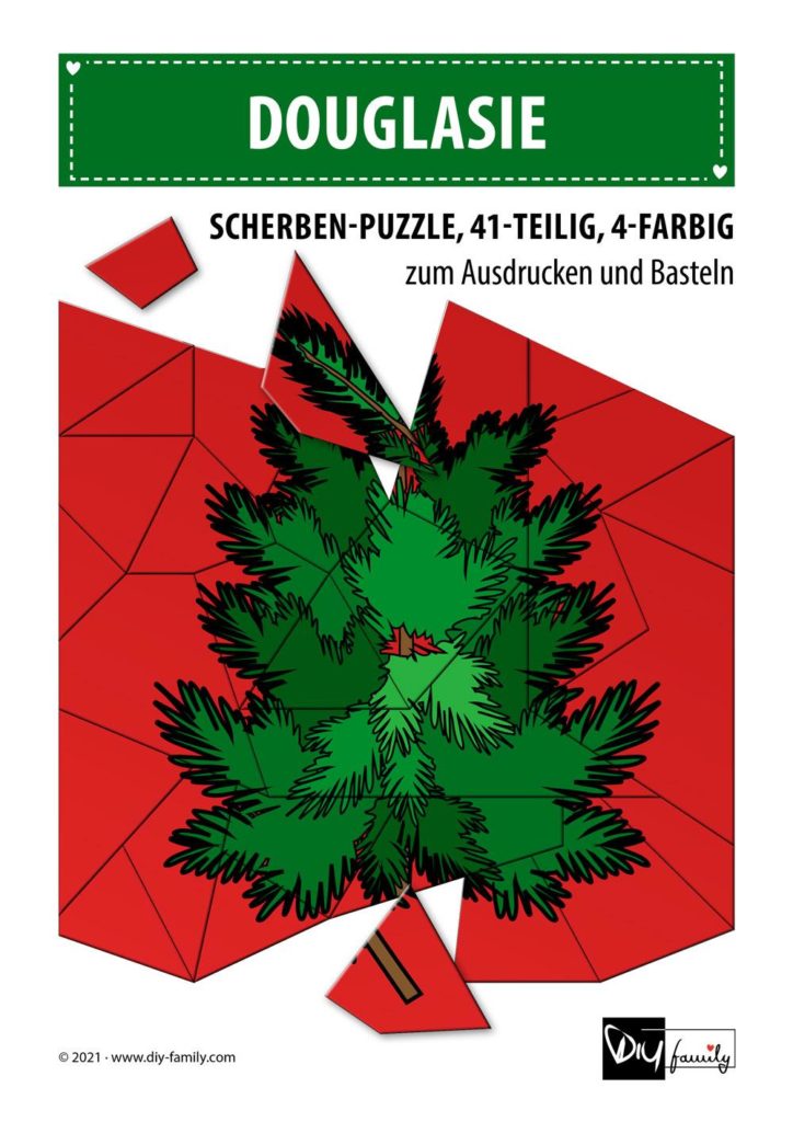 Douglasie – Scherben-Puzzle zum Ausdrucken und Ausschneiden
