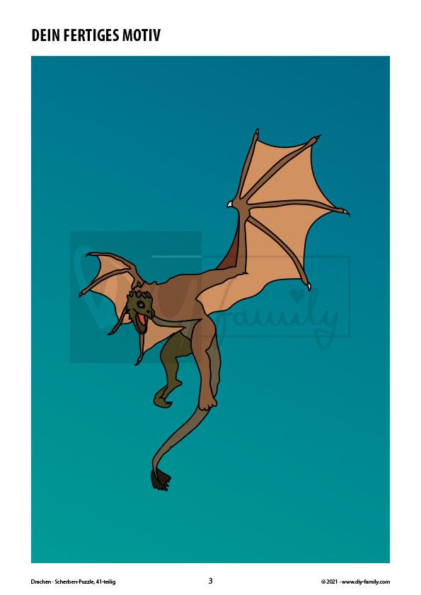 Drachen – Scherben-Puzzle zum Ausdrucken und Ausschneiden