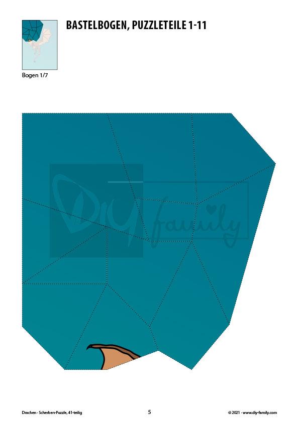 Drachen – Scherben-Puzzle zum Ausdrucken und Ausschneiden