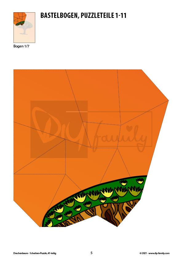 Drachenbaum – Scherben-Puzzle zum Ausdrucken und Ausschneiden