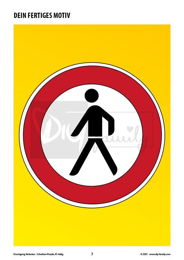 Durchgang verboten – Scherben-Puzzle zum Ausdrucken und Ausschneiden