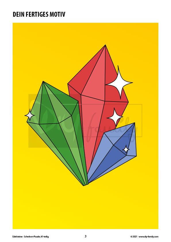 Edelsteine – Scherben-Puzzle zum Ausdrucken und Ausschneiden