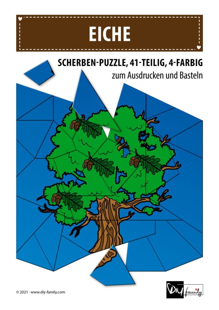 Eiche – Scherben-Puzzle zum Ausdrucken und Ausschneiden