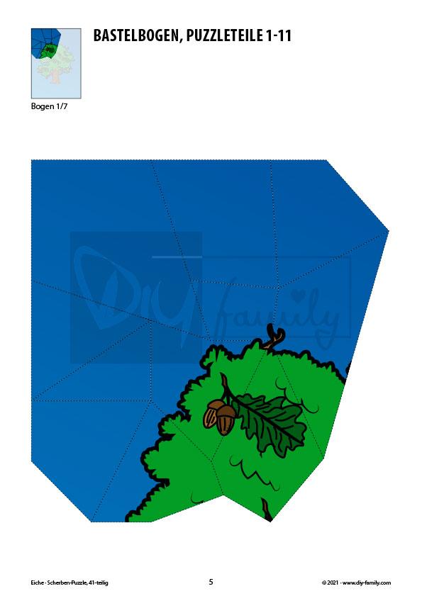 Eiche – Scherben-Puzzle zum Ausdrucken und Ausschneiden