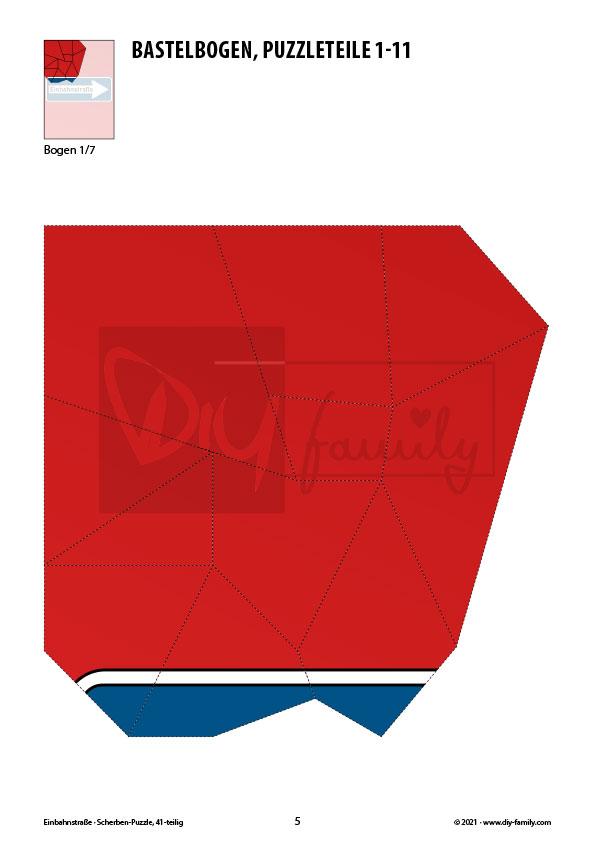 Einbahnstraße – Scherben-Puzzle zum Ausdrucken und Ausschneiden