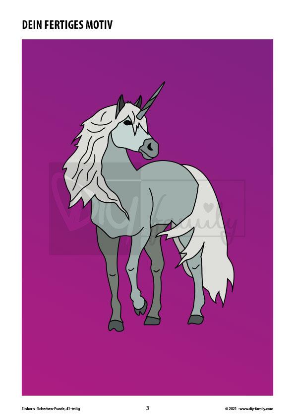 Einhorn – Scherben-Puzzle zum Ausdrucken und Ausschneiden