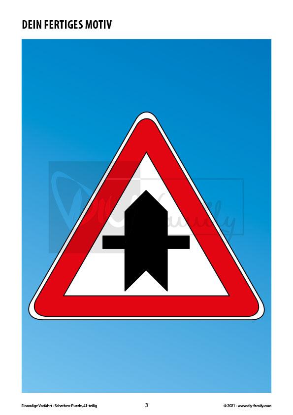 Einmalige Vorfahrt – Scherben-Puzzle zum Ausdrucken, Ausschneiden und Ausmalen