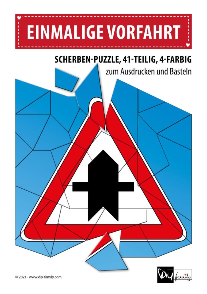 Einmalige Vorfahrt – Scherben-Puzzle zum Ausdrucken und Ausschneiden