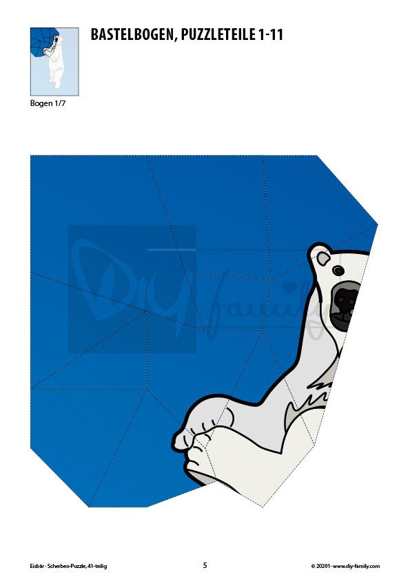 Eisbär – Scherben-Puzzle zum Ausdrucken und Ausschneiden
