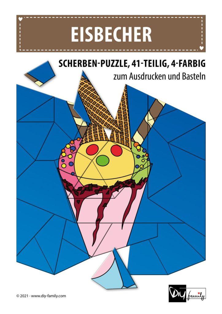 Eisbecher – Scherben-Puzzle zum Ausdrucken und Ausschneiden