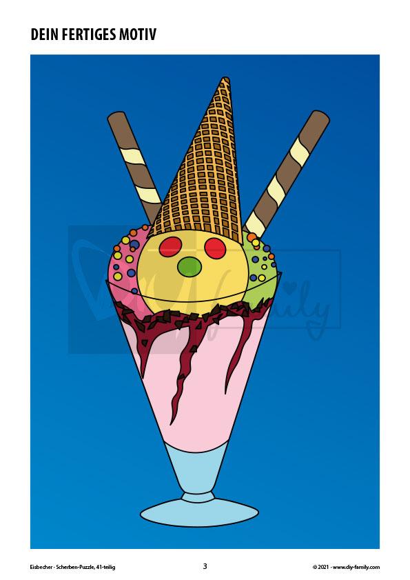 Eisbecher – Scherben-Puzzle zum Ausdrucken und Ausschneiden