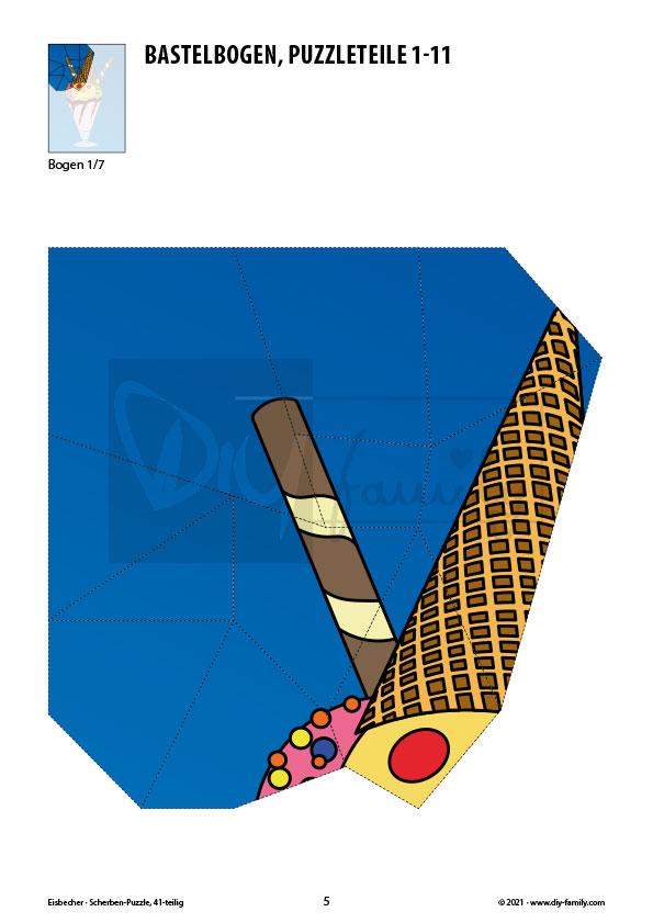 Eisbecher – Scherben-Puzzle zum Ausdrucken und Ausschneiden