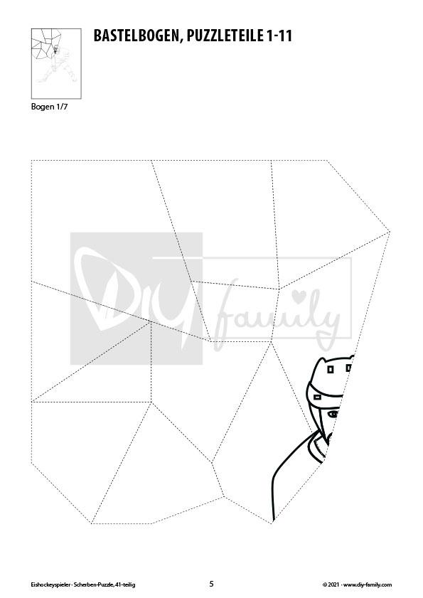 Eishockeyspieler – Scherben-Puzzle zum Ausdrucken, Ausschneiden und Ausmalen
