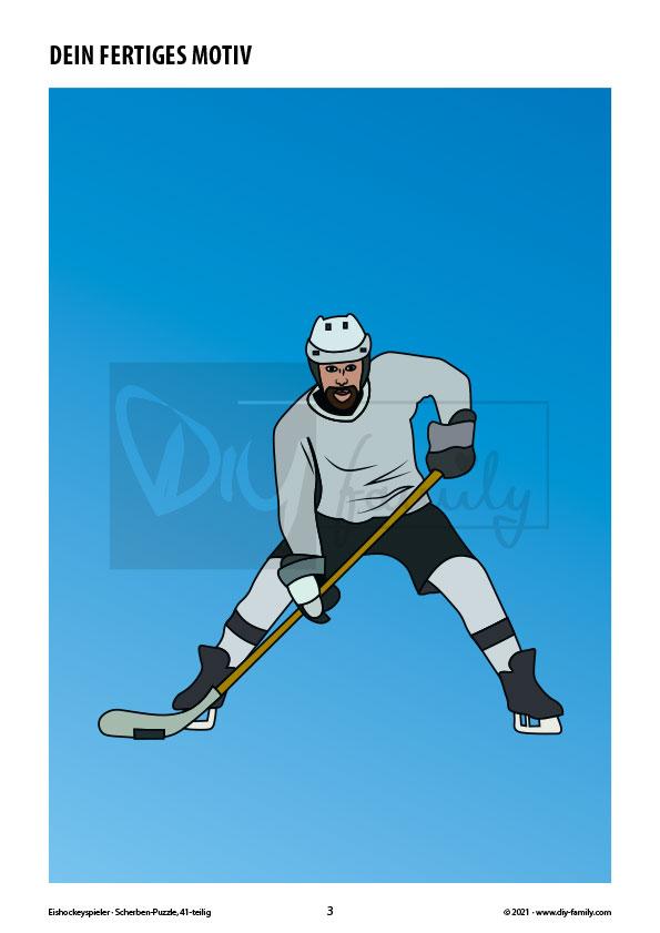 Eishockeyspieler – Scherben-Puzzle zum Ausdrucken und Ausschneiden