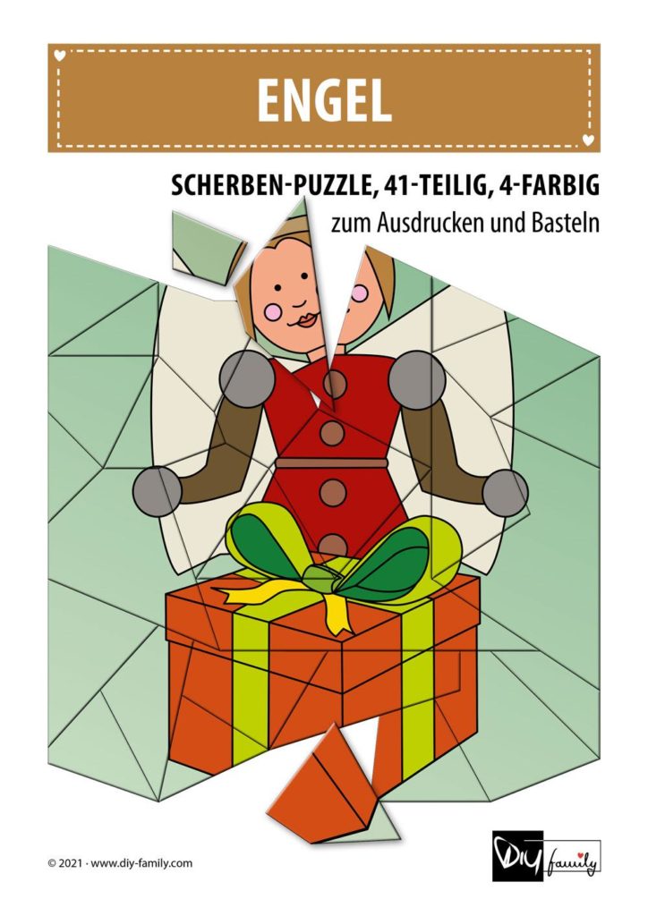 Engel – Scherben-Puzzle zum Ausdrucken und Ausschneiden