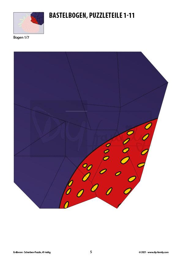 Erdbeere – Scherben-Puzzle zum Ausdrucken und Ausschneiden