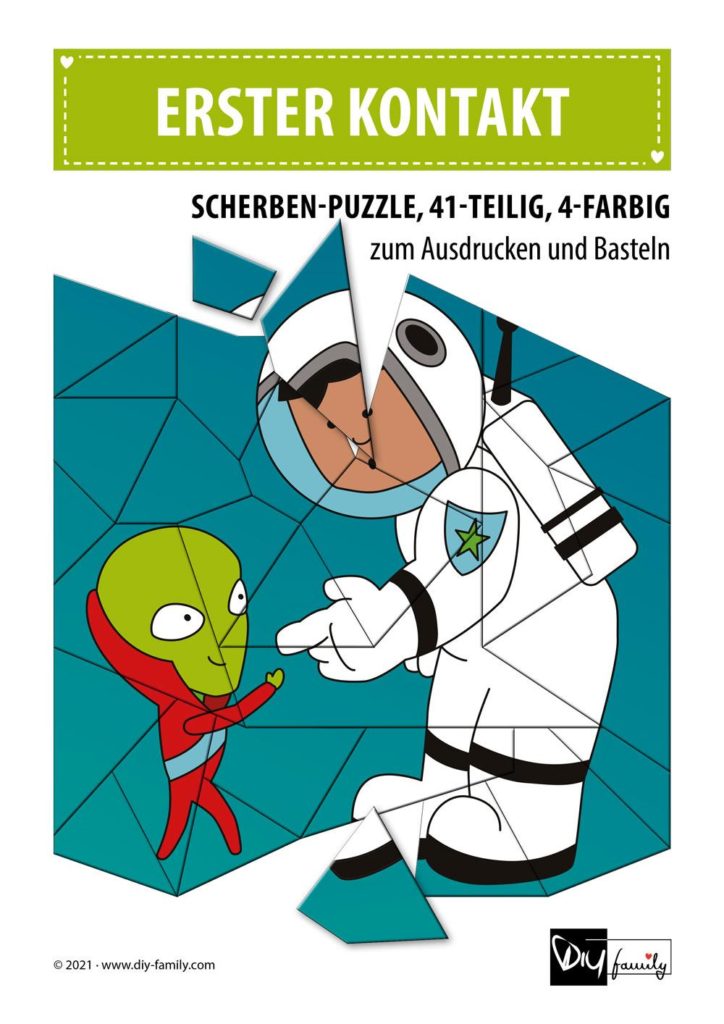 Erster Kontakt – Scherben-Puzzle zum Ausdrucken und Ausschneiden