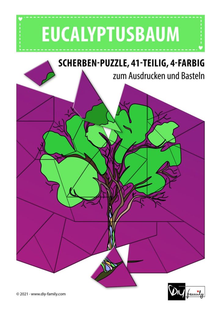 Eucalyptusbaum – Scherben-Puzzle zum Ausdrucken und Ausschneiden