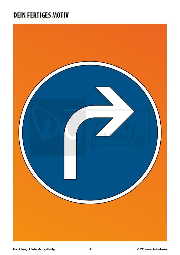 Fahrtrichtung – Scherben-Puzzle zum Ausdrucken, Ausschneiden und Ausmalen