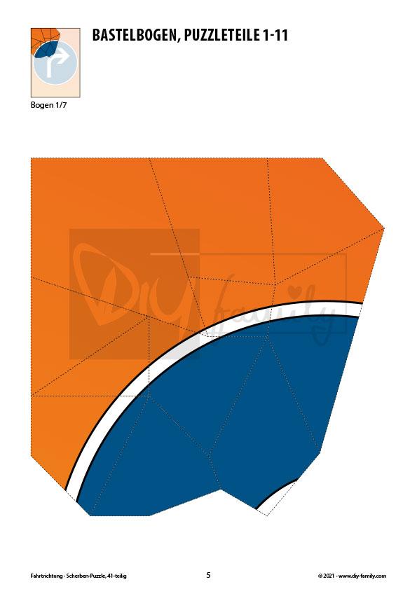 Fahrtrichtung – Scherben-Puzzle zum Ausdrucken und Ausschneiden