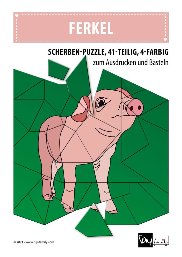 Ferkel – Scherben-Puzzle zum Ausdrucken und Ausschneiden