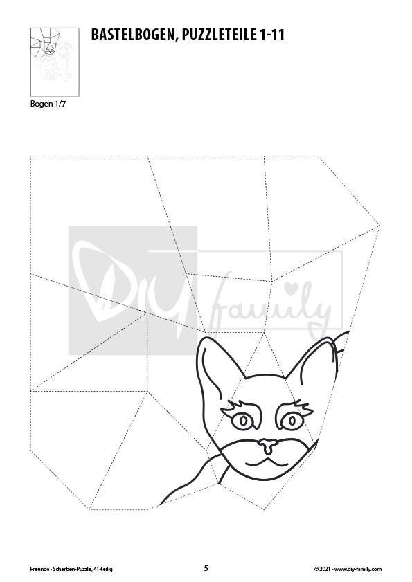 Freunde – Scherben-Puzzle zum Ausdrucken, Ausschneiden und Ausmalen