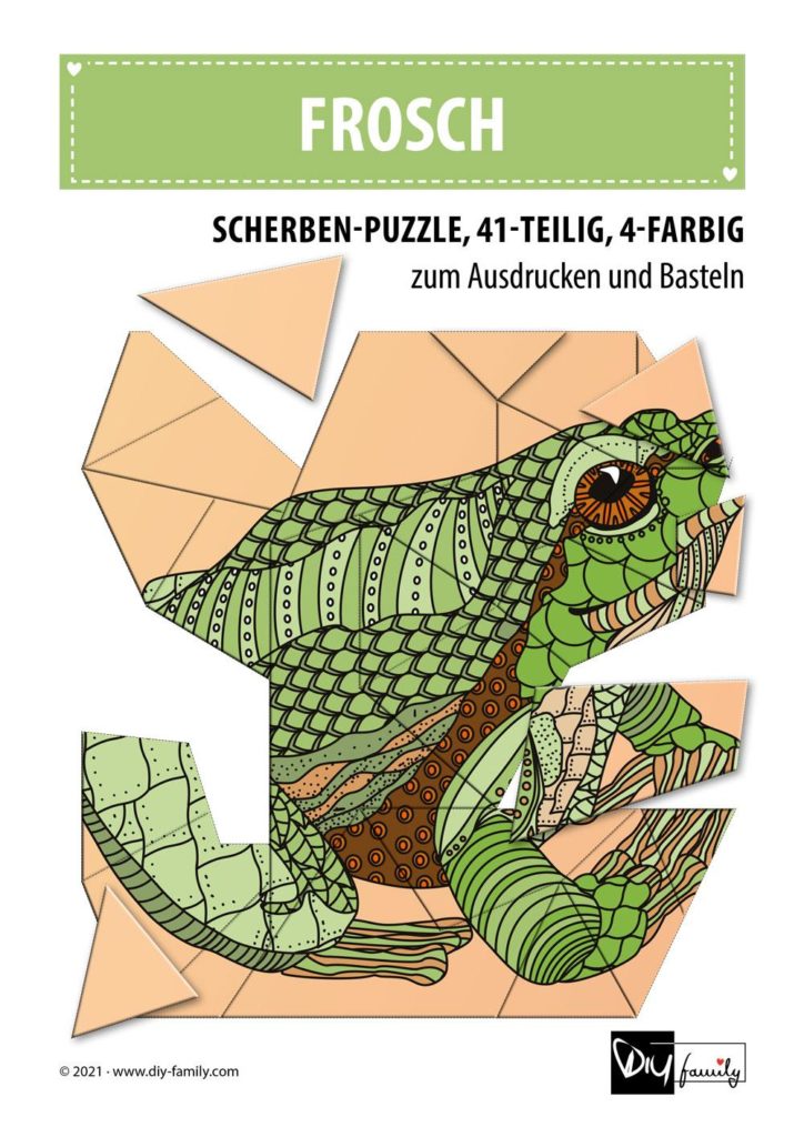 Frosch – Scherben-Puzzle zum Ausdrucken und Ausschneiden