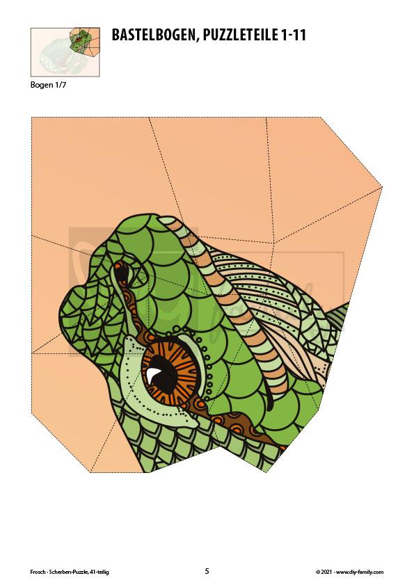 Frosch – Scherben-Puzzle zum Ausdrucken und Ausschneiden