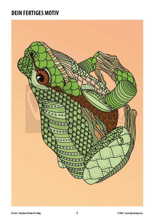 Frosch – Scherben-Puzzle zum Ausdrucken, Ausschneiden und Ausmalen