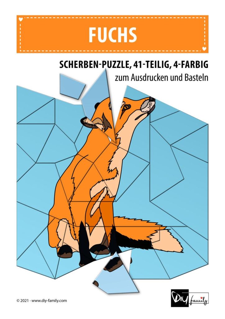 Fuchs – Scherben-Puzzle zum Ausdrucken und Ausschneiden
