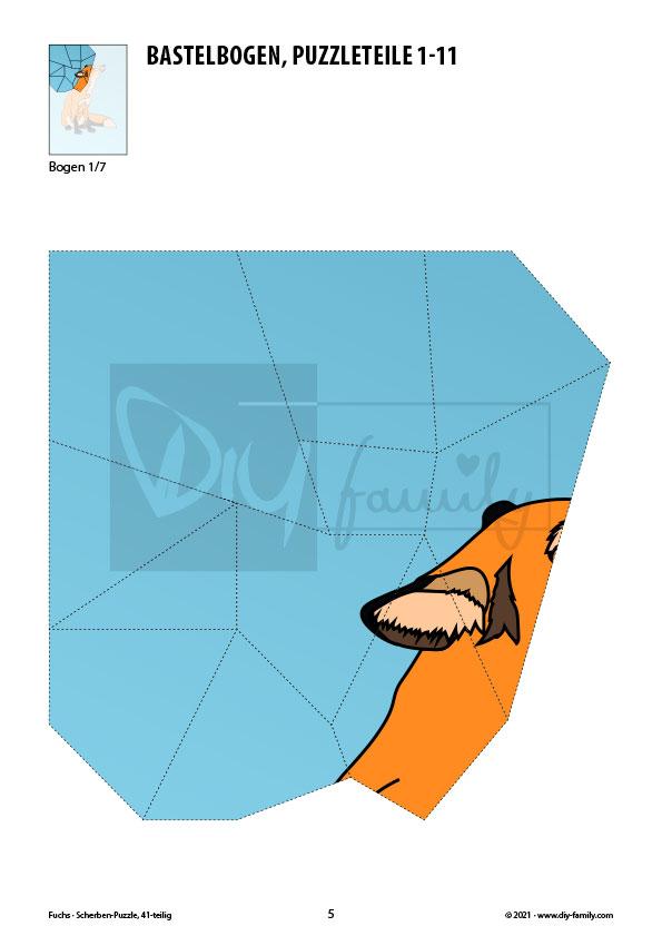 Fuchs – Scherben-Puzzle zum Ausdrucken und Ausschneiden
