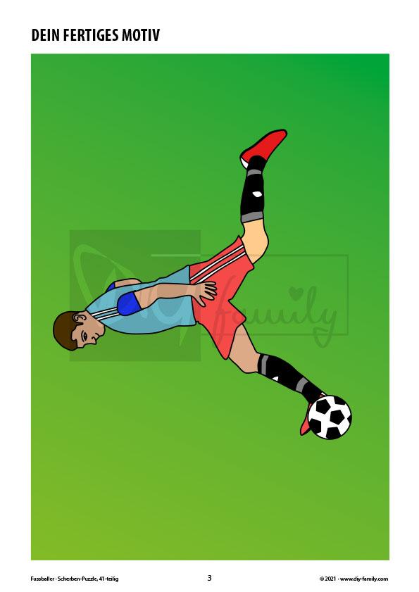 Fussballspieler – Scherben-Puzzle zum Ausdrucken, Ausschneiden und Ausmalen