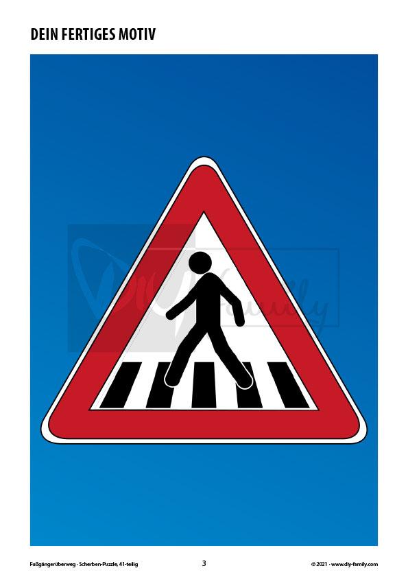 Fußgängerüberweg – Scherben-Puzzle zum Ausdrucken, Ausschneiden und Ausmalen