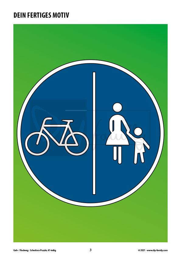 Geh- Radweg – Scherben-Puzzle zum Ausdrucken und Ausschneiden
