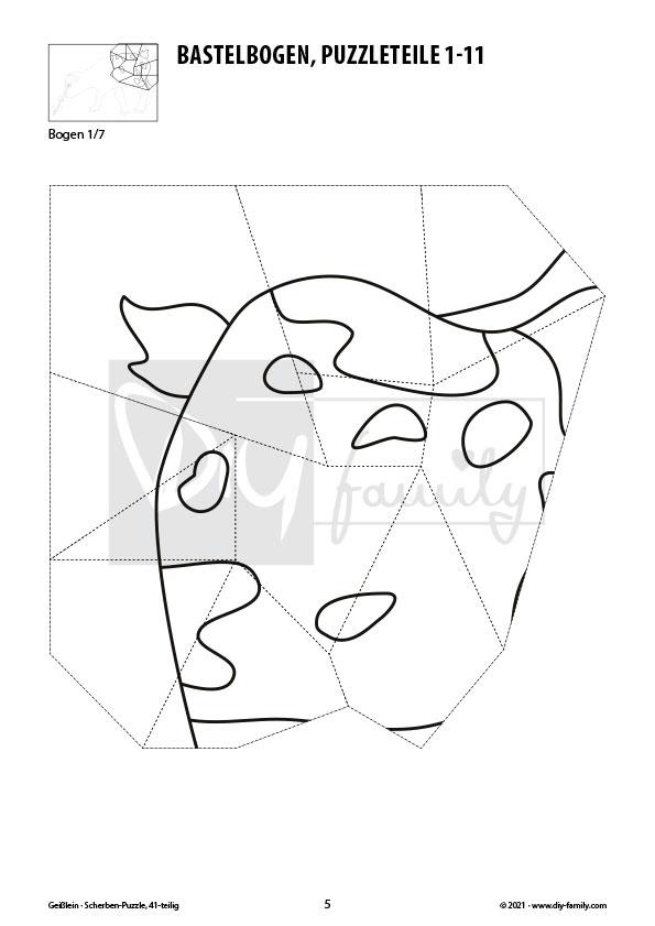 Geisslein – Scherben-Puzzle zum Ausdrucken, Ausschneiden und Ausmalen